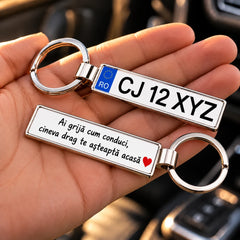 Breloc cu număr de înmatriculare, cadou personalizat pentru șofer