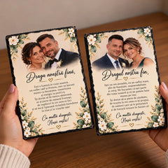 Cadou personalizat pentru fini de la nași, format din două plăci de ardezie cu mesaje emoționante