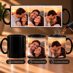 Cană termosensibilă personalizată cu 3 fotografii
