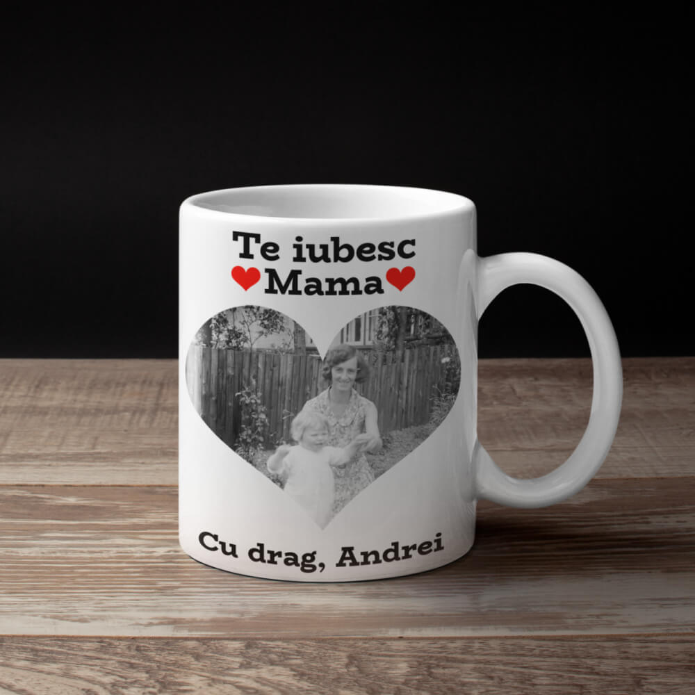 Set cadou personalizat pentru mama - Cana + Suport cana + Tablou personalizat - Cadomy.ro