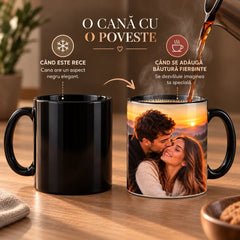 Cană termosensibilă neagră personalizată cu fotografie