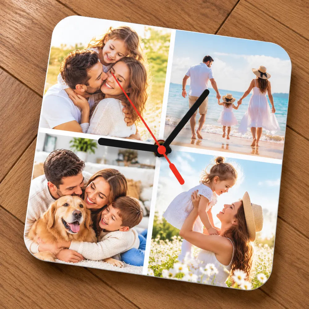 Ceas personalizat cu 4 fotografii
