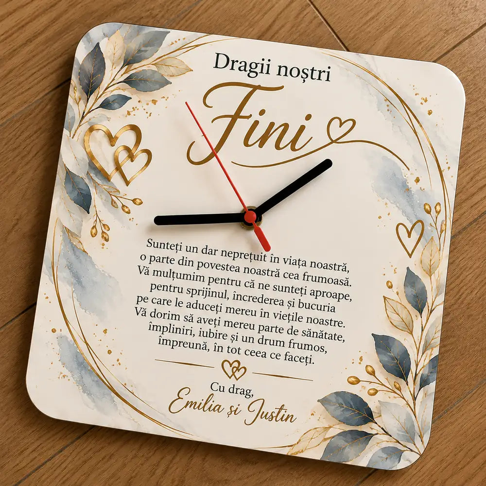 Ceas personalizat cu mesaj pentru fini