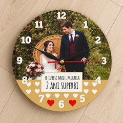 Ceas personalizat cu poză și mesaj
