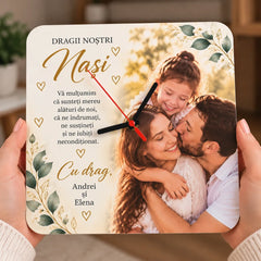 Ceas personalizat pentru nași cu poză și mesaj