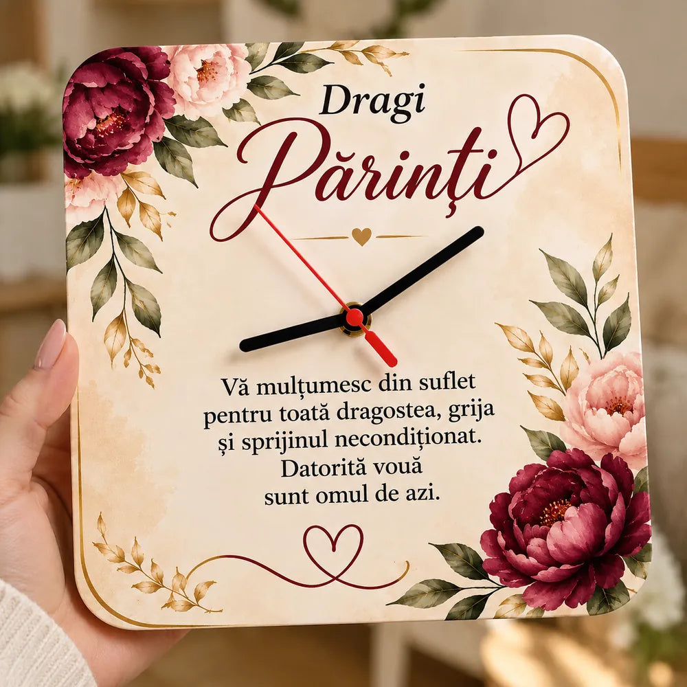 Ceas personalizat pentru părinți cu mesaj