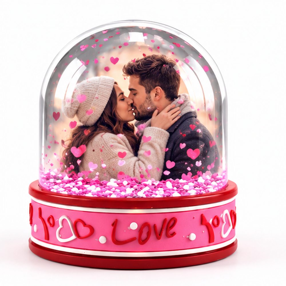 Glob LED personalizat cu poza de cuplu