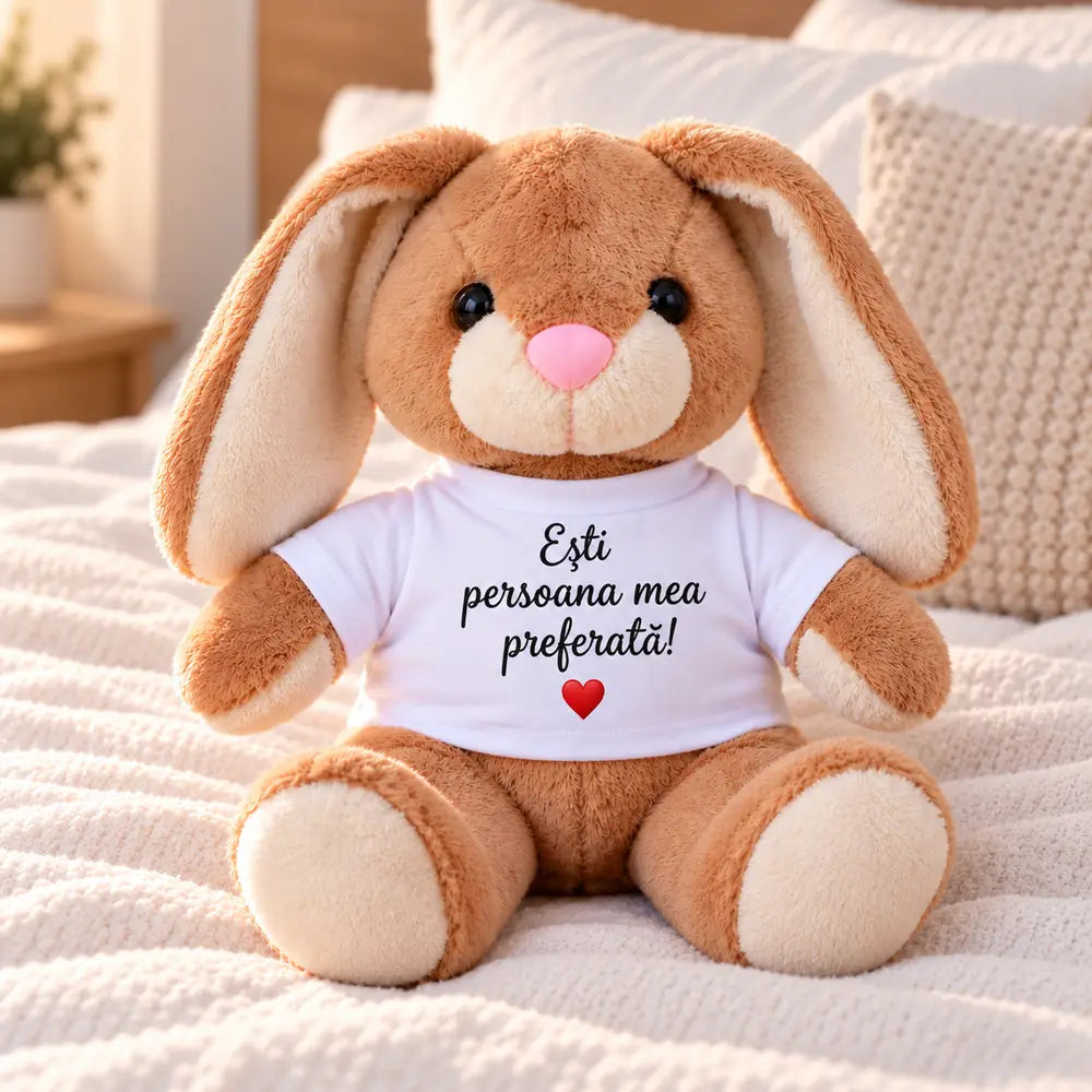 Iepuraș de pluș personalizat cu mesaj