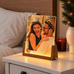 Lampă led cu suport din lemn personalizată cu poză