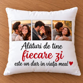 Pernă personalizată cu 3 poze și mesaj