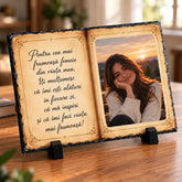 Placă ardezie personalizată tip carte cu poză și mesaj