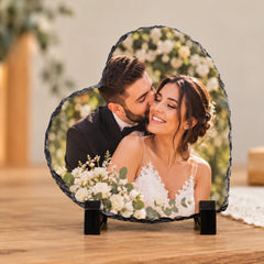 Placă ardezie în formă de inimă personalizată cu fotografie
