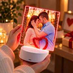 Plachetă luminoasă personalizată cu fotografia unui cuplu