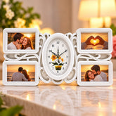 Ramă foto cu ceas personalizată cu 4 poze