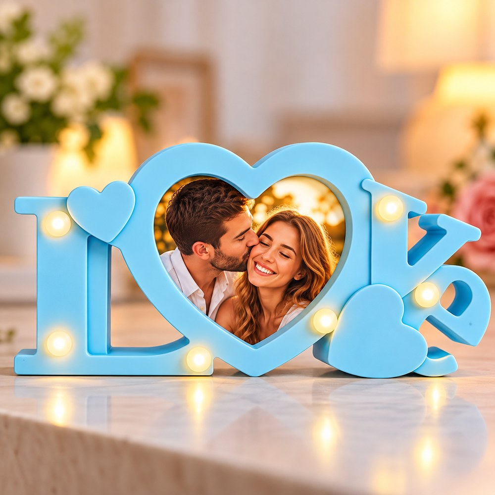 Ramă foto cu lumini personalizată cu o poză