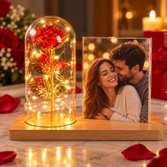 Ramă foto LED cu trandafir personalizată cu o poză