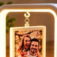 Ramă foto LED pătrată pentru două fotografii, un cadou personalizat pentru cupluri și familie