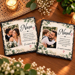 Plăci ardezie personalizate pentru nașă și naș cu fotografii