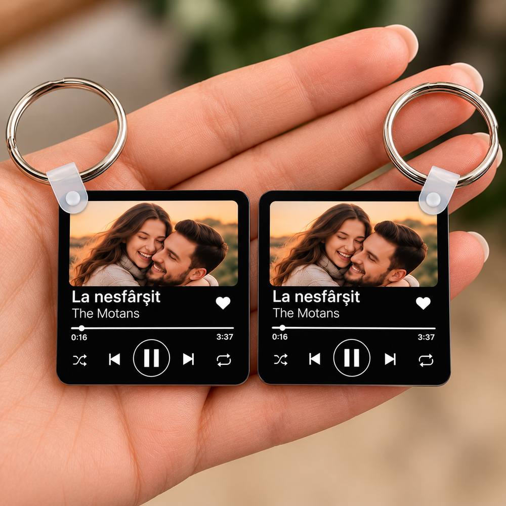Set 2 brelocuri personalizate cu poză și melodia preferată