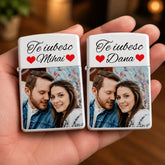 Set 2 brichete personalizate pentru cupluri cu poză și nume