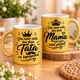 Set 2 căni personalizate glitter aurii pentru mama și tata
