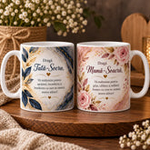 Set 2 căni albe personalizate pentru socri cu mesaj