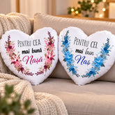 Set 2 perne personalizate cu mesaj pentru nași, în formă de inimă