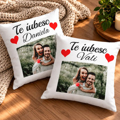 Set de 2 perne personalizate cu poză și nume pentru cupluri, cadou romantic pentru îndrăgostiți