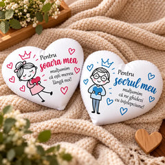 Set 2 perne inimă personalizate cu mesaj pentru soacră și socru
