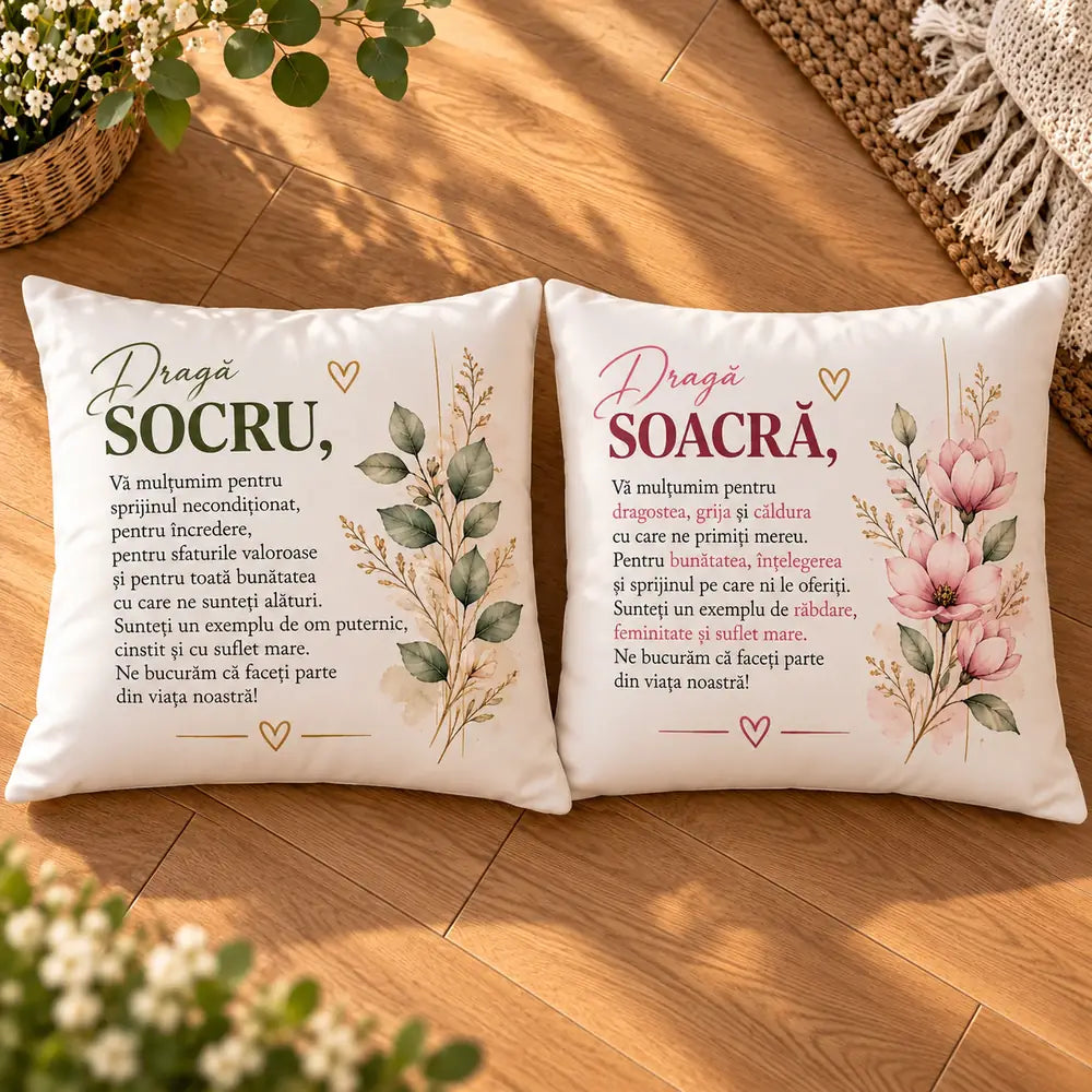 Set 2 perne personalizate pentru socri cu mesaj