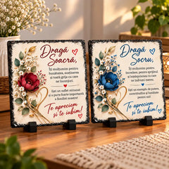 Set 2 plăci ardezie personalizate pentru socri cu mesaje