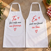Set 2 șorțuri personalizate cu mesaj pentru cuplu