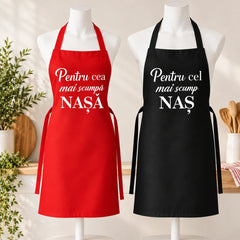 Set 2 șorțuri personalizate cu mesaj pentru nași