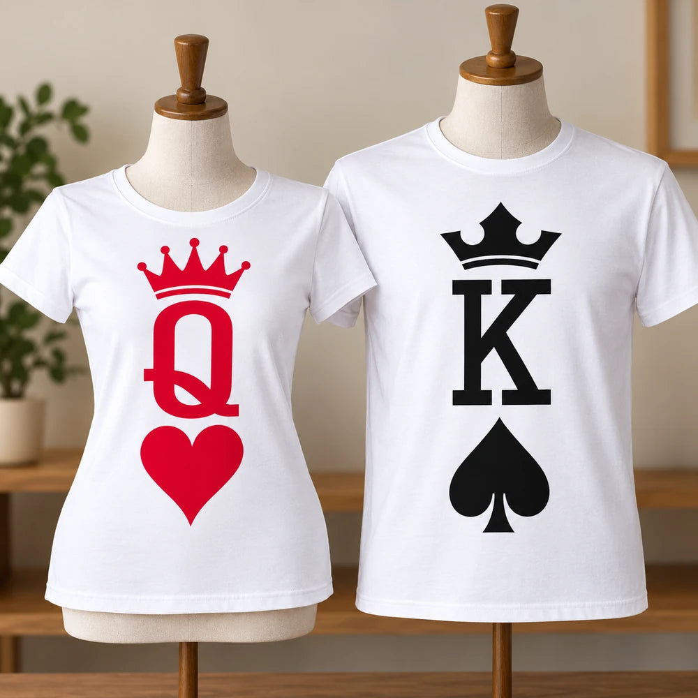 Set 2 tricouri personalizate pentru cupluri - King & Queen