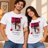Set 2 tricouri personalizate pentru cupluri cu poză și dată
