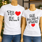 Set 2 tricouri personalizate pentru cupluri - Te iubesc