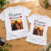 Set 2 tricouri personalizate pentru cupluri cu poză și nume