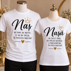 Set 2 tricouri personalizate pentru nași cu mesaj
