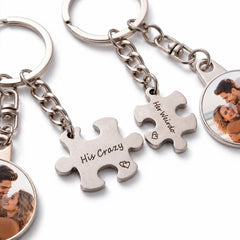 Brelocuri puzzle cu poze personalizate, cadou pentru cuplu