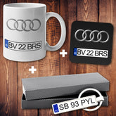 Set cadou AUTO personalizat - Cana + Suport cana + Breloc auto personalizat - Cadomy.ro