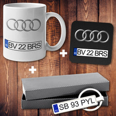 Set cadou AUTO personalizat - Cana + Suport cana + Breloc auto personalizat - Cadomy.ro