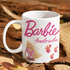 Set Cadou Personalizat Barbie cu Nume – Tricou, Cana, Perna, Mousepad si Puzzle - Cadomy.ro