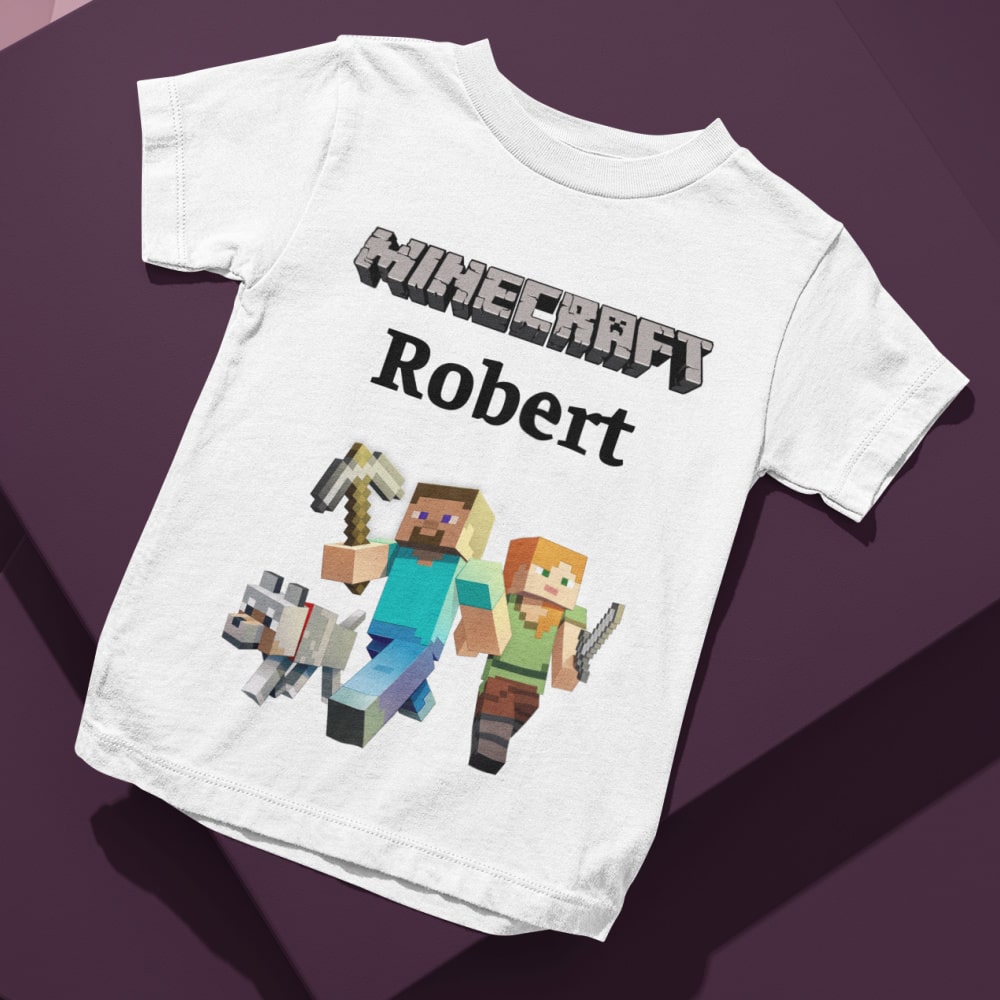 Set Cadou Personalizat Minecraft cu Nume – Tricou, Cana, Perna, Mousepad si Puzzle - Cadomy.ro