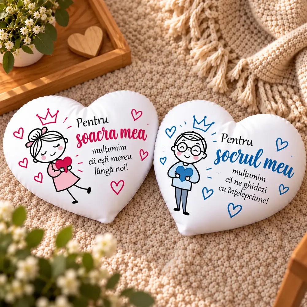 Două perne pentru socri personalizate cu mesaj