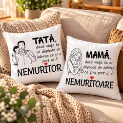 Set cadou pentru părinți cu perne personalizate