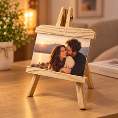 Șevalet foto din lemn personalizat cu poză