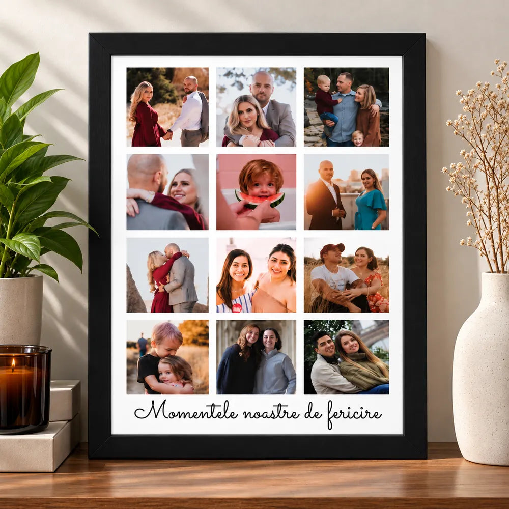 Tablou personalizat cu 12 poze și mesaj