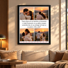 Tablou personalizat cu 4 fotografii și mesaj, cadou cu amintiri speciale