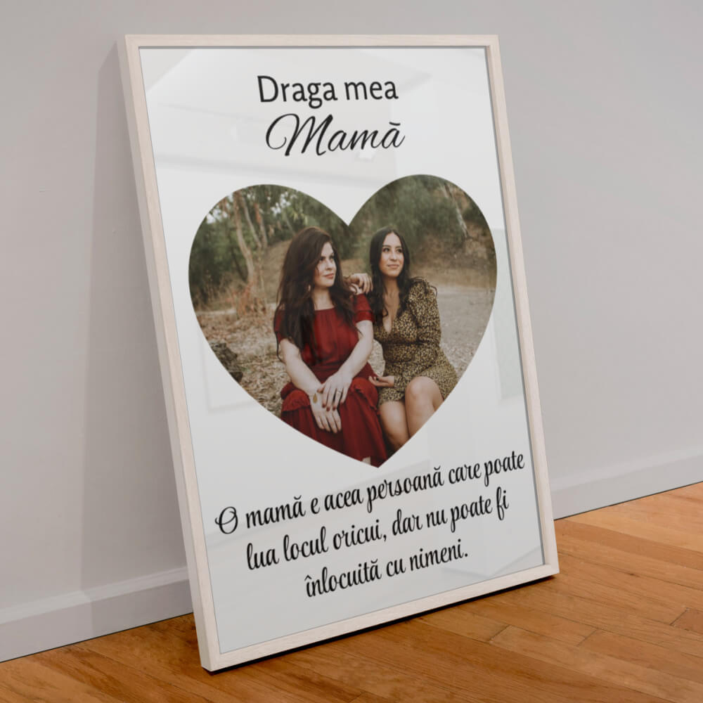 Set cadou personalizat pentru mama - Cana + Suport cana + Tablou personalizat - Cadomy.ro