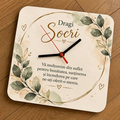 Ceas personalizat pentru socri, cu mesaj de mulțumire